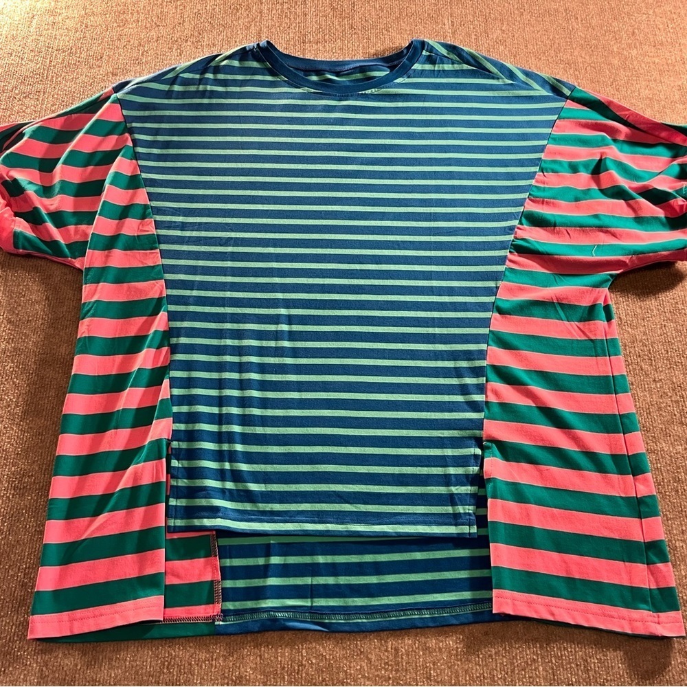 NWOT Amazon Oversized  Multicolor Striped Women's Tee